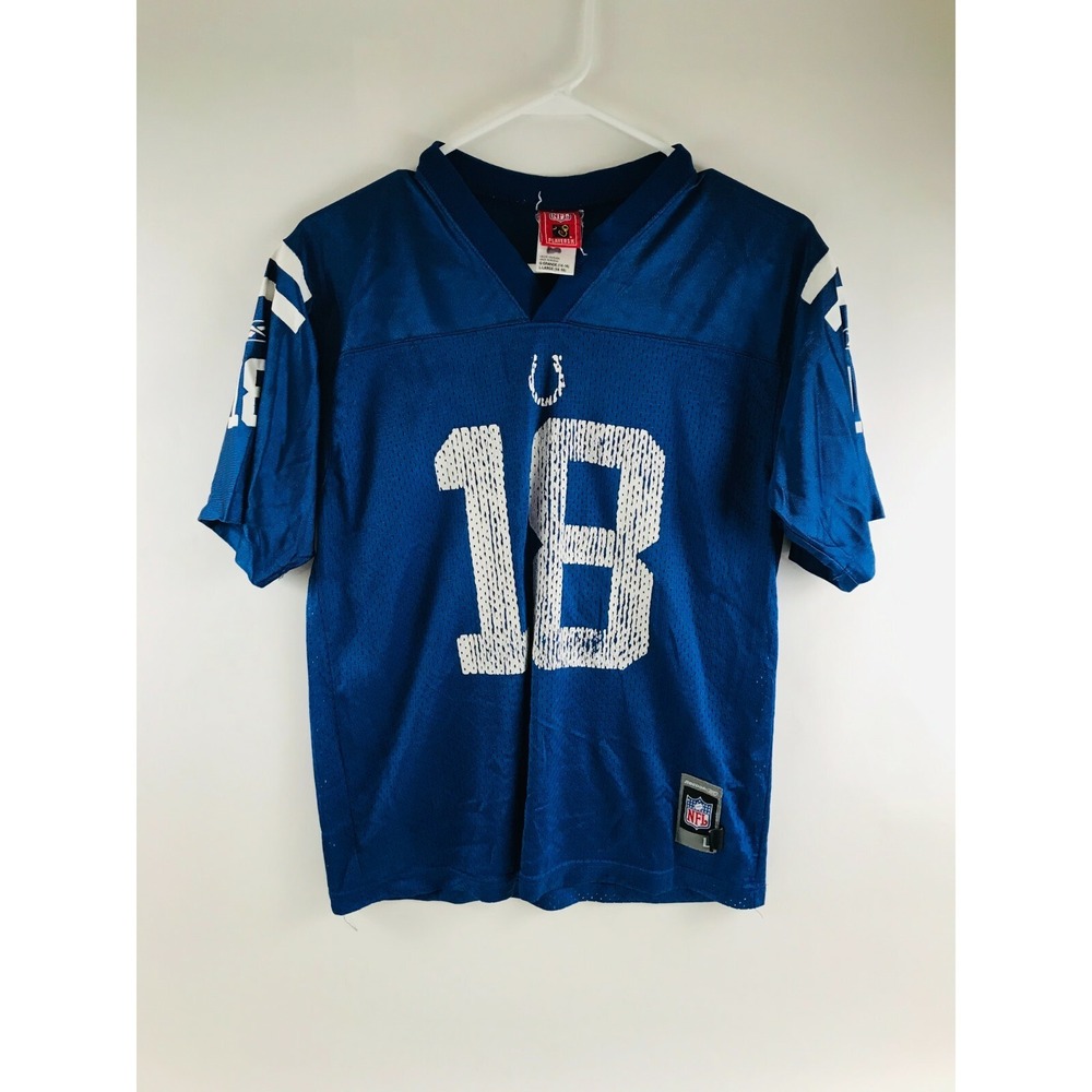 NFL Reebook Jersey Size Large Blue Peyton Manning#18 Indianapolis Colts Stitched